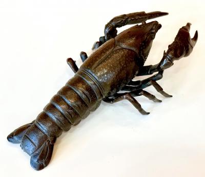 Large Japanese Cast Bronze Lobster Okimono Meiji Period