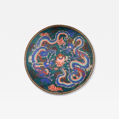 Large Japanese Dragon Design Cloisonne Enamel Plate