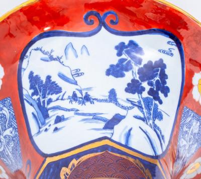 Large Japanese Imari Porcelain Trumpet Neck Floor Vase