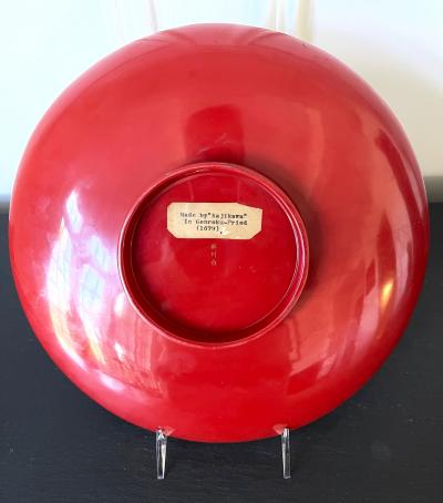 Large Japanese Lacquer Plate with Elaborate Maki e Design by Kajikawa