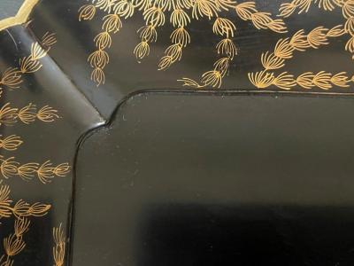 Large Japanese Lacquer Tray with Maki e Carp Design Meiji Period