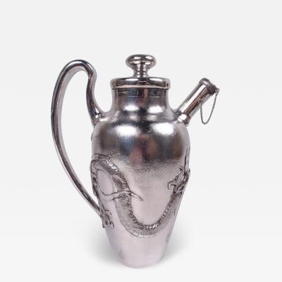 Large Japanese Meiji Silver Cocktail Shaker Dragon Cocktail Shaker