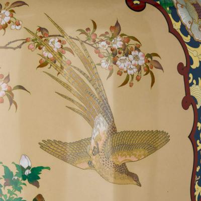 Large Japanese Meiji period cloisonn enamel vase with a stand