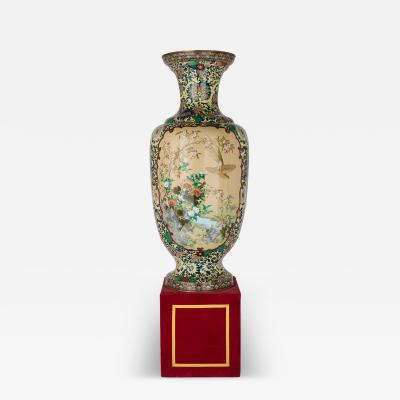 Large Japanese Meiji period cloisonn enamel vase with a stand