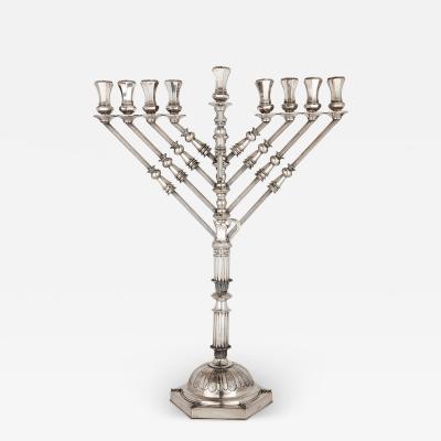 Large Judaica Hanukkah Menorah in sterling silver