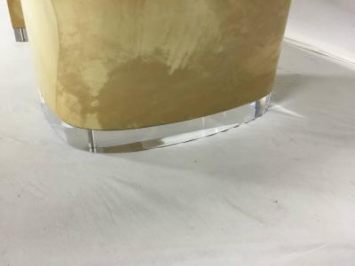 Large Karl Springer Style Goat Skin Rare Lucite Base Expandable Dining Table
