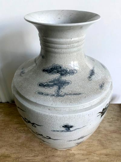Large Korean blue and white vase with Phoenix Design