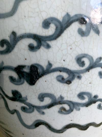 Large Korean blue and white vase with Phoenix Design