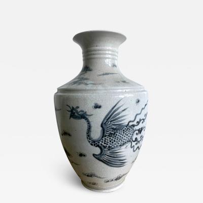 Large Korean blue and white vase with Phoenix Design