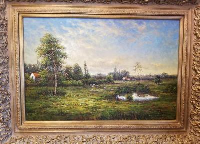Large Landscape Oil on Canvas Dutch School by Jack Lanze