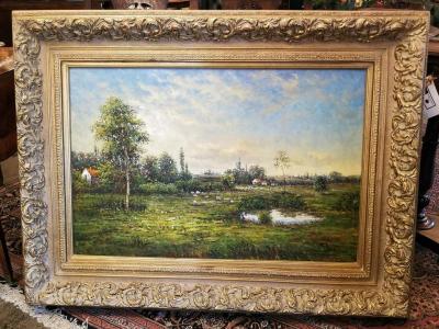 Large Landscape Oil on Canvas Dutch School by Jack Lanze