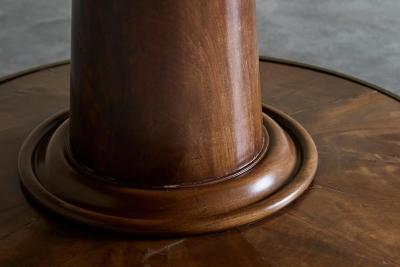 Large Late 19th Century Pedestal Center Table in Wood and Patinated Brass