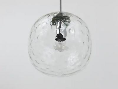 Large Limburg Bubble Glass Chrome Globe Pendant Lamp Germany 1970s