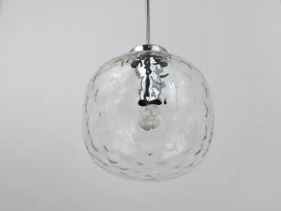 Large Limburg Bubble Glass Chrome Globe Pendant Lamp Germany 1970s