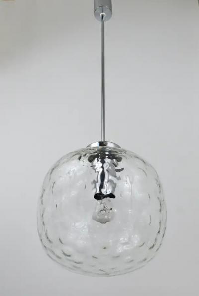 Large Limburg Bubble Glass Chrome Globe Pendant Lamp Germany 1970s