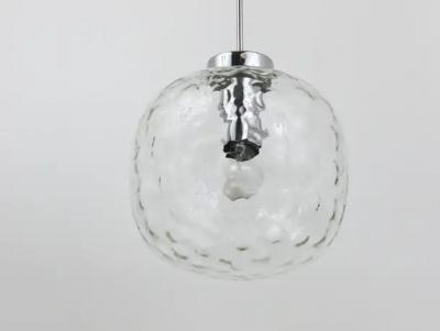 Large Limburg Bubble Glass Chrome Globe Pendant Lamp Germany 1970s