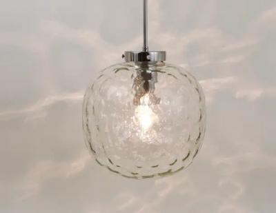 Large Limburg Bubble Glass Chrome Globe Pendant Lamp Germany 1970s