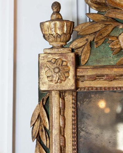 Large Louis XVI Giltwood Mirror with Laurel and Torch Crest 18th Century