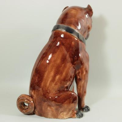 Large Majolica Pug Figure