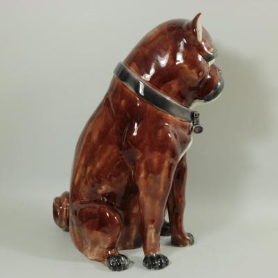 Large Majolica Pug Figure