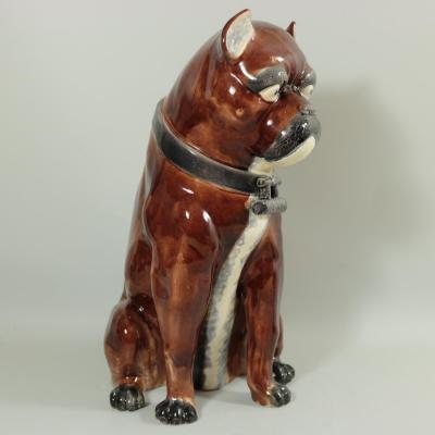 Large Majolica Pug Figure