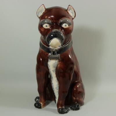 Large Majolica Pug Figure