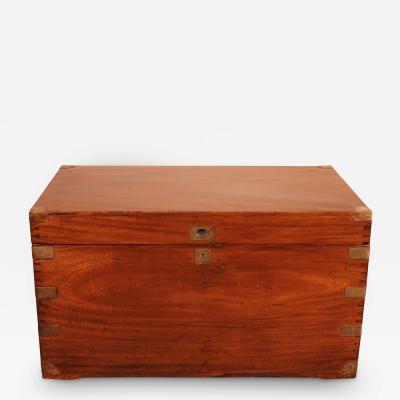 Large Marine Chest Campaign Chest In Camphor Wood From The 19th Century