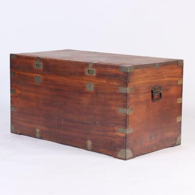 Large Marine Chest Campaign Chest in Camphor Wood from the 19th Century