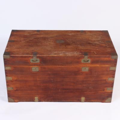 Large Marine Chest Campaign Chest in Camphor Wood from the 19th Century