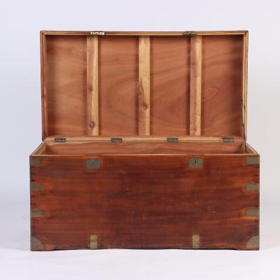 Large Marine Chest Campaign Chest in Camphor Wood from the 19th Century