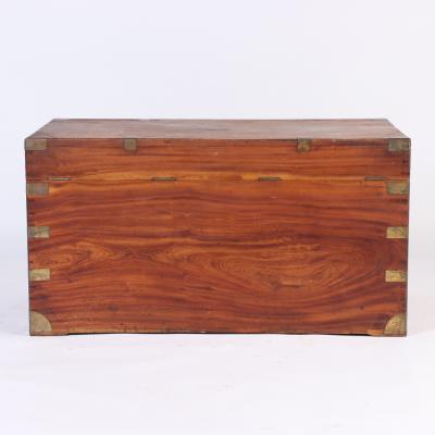 Large Marine Chest Campaign Chest in Camphor Wood from the 19th Century