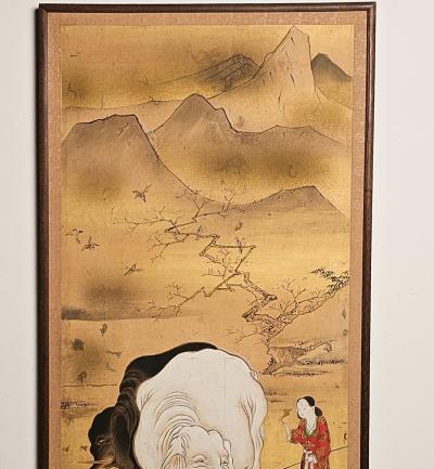 Large Meiji Painting Japan circa 1870