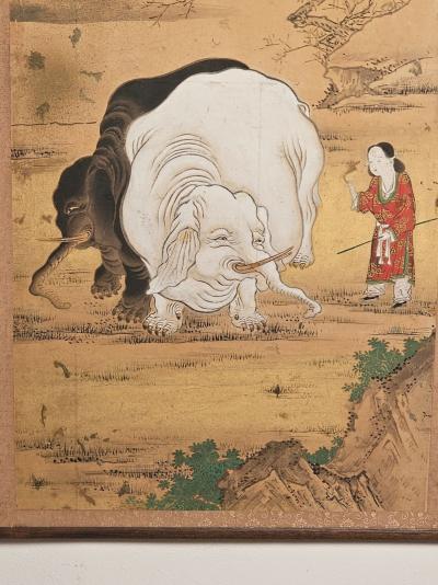 Large Meiji Painting Japan circa 1870