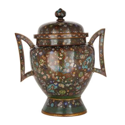 Large Meiji Period Cloisonne Enamel Koro