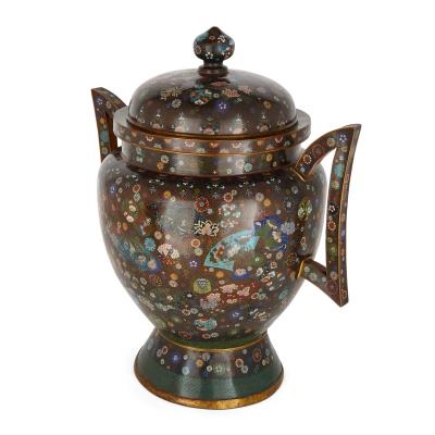 Large Meiji Period Cloisonne Enamel Koro