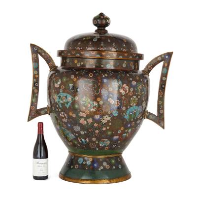 Large Meiji Period Cloisonne Enamel Koro