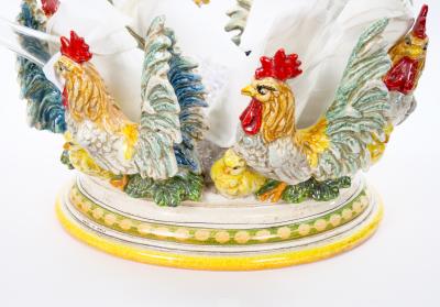 Large Mid 20th Century Italian Oval Rooster Polychrome Six Bottle Wine Cooler