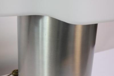 Large Mid Century Brushed Aluminum and Cased Glass Cruciform Table Lamp