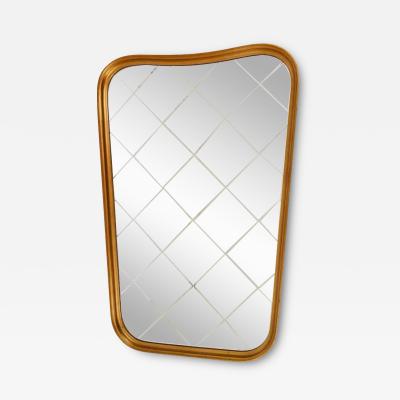 Large Mid Century Golden Wall Mirror with Faceted Check Pattern Austria 1950s