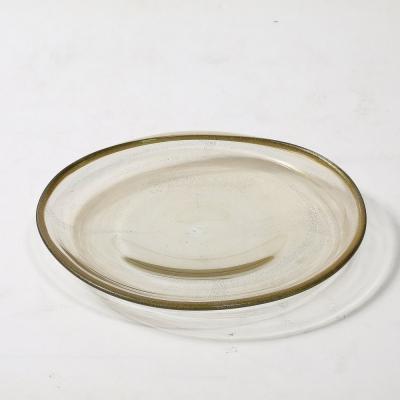 Large Mid Century Hand Blown Murano Glass Bowl W 24 Karat Gold Fleck Detailing
