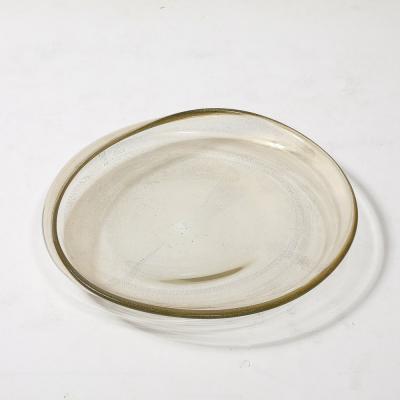Large Mid Century Hand Blown Murano Glass Bowl W 24 Karat Gold Fleck Detailing