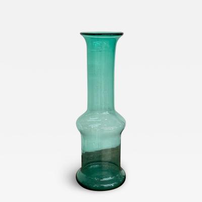 Large Mid Century Handblown Glass Turquoise Long Floor or Table Vase by Blenko