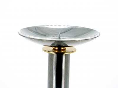 Large Mid Century Modern Art Deco Style Gunmetal Brass Candlestick by Karl