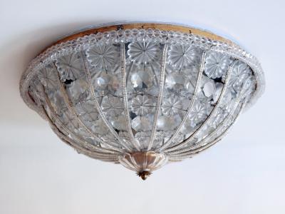 Large Mid Century Modern Crystal Glass Flush Mount or Sconce Germany 1950s