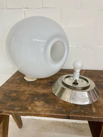 Large Mid Century Modern Handblown Glass and Chrome Table Desk Lamp Italian