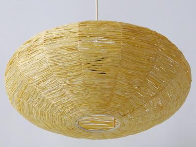 Large Mid Century Modern Raffia Bast Pendant Lamp or Hanging Light Germany 1970s