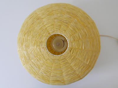 Large Mid Century Modern Raffia Bast Pendant Lamp or Hanging Light Germany 1970s