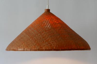 Large Mid Century Modern Wicker Pendant Lamp or Hanging Light Germany 1960s