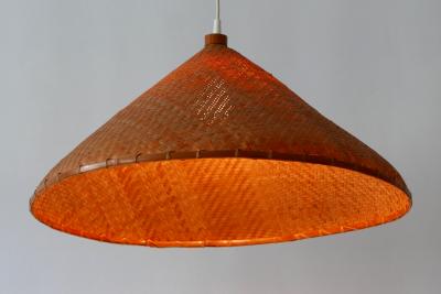 Large Mid Century Modern Wicker Pendant Lamp or Hanging Light Germany 1960s