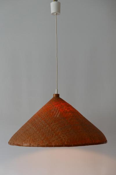 Large Mid Century Modern Wicker Pendant Lamp or Hanging Light Germany 1960s